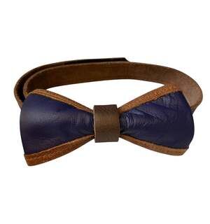 Hide & Drink Handmade Leather Bow Tie for Men, Rustic Bourbon Brown